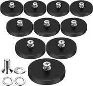 DIYMAG 10Pcs Rubber Coated Anti-Scratch Mounting Magnets, 30LBS Neodymium Magnet Base with M5 Threaded Studs，Strong Magnets Hold The Base for Light Bar Mirror Camera Tool （10 Pack,1.69 Inch）