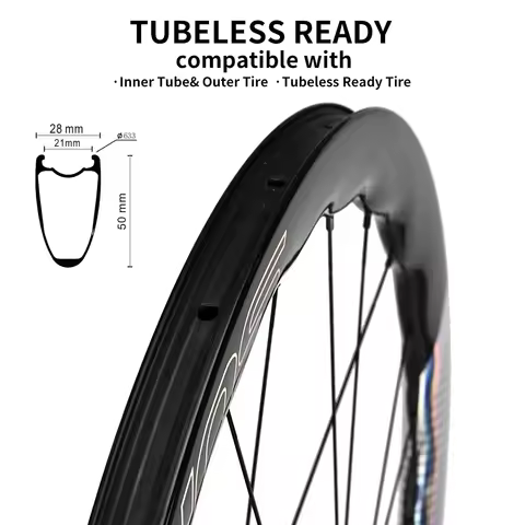 SUPERTEAM Carbon Wheels 700C Disc Brake Wheelset 50mm Road Racing Wheelset Tubeless Clincher UCI