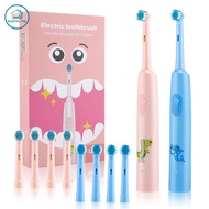 【EasyHome COD】Rotating Electric Toothbrush for Kids Age 3 and Above with 4 Brush Heads Deep Clean Re