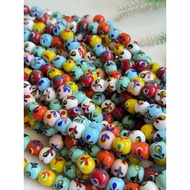 Round glass beads flower line airmas glass beads jombang/indonesian glass beads
