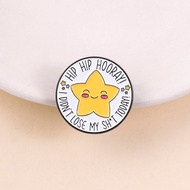 Funny Star Enamel Pin "Hip Hip Hooray" Goofy Mood Slogan Brooch Healing Self-Deprecating Style Bag C