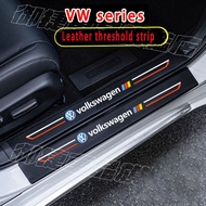 VW threshold strip welcome pedal rear guard board Golf Tiguan Touran POlo troc carbon fiber leather sticker