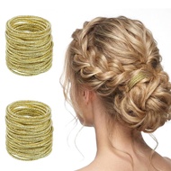 50 Pieces Gold Hair Ties for Hair No-metal Elastic Ties Ponytail Accessories 0.08 inch (2 mm) Thick,