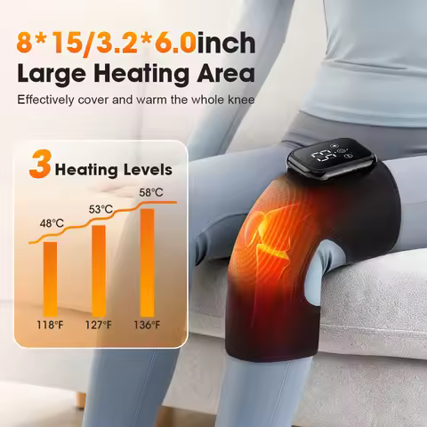 Cordless Knee Massager With Heat And Vibration Electric Heated Knee Brace Extended Knee Pad For Spor