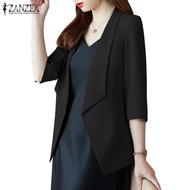 ZANZEA Women Korean Daily Lapel Buttonless Casual Solid Color Blazer