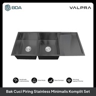 Valpra Kitchen Sink / Bak Cuci Piring Stainless Steel SUS  201 2 Lubang Sayap V HE 12050