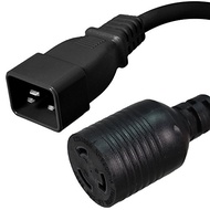 IEC C20 to L6-20R Plug Adapter - 1 Foot, 20A/250V, 12 AWG - Iron Box # IBX-1533-01