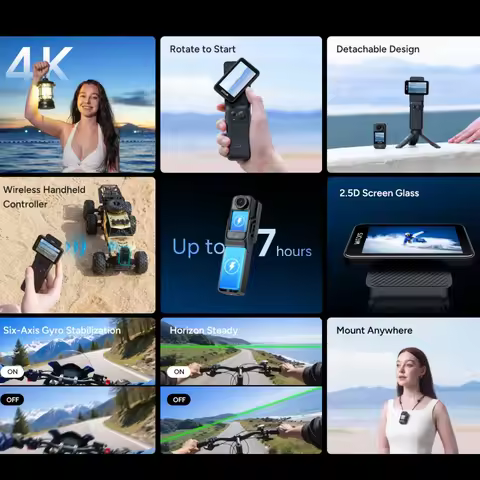 C400 Handheld Action Camera Handheld Detachable Rotating Screen Design 4K HD Video Action Camera