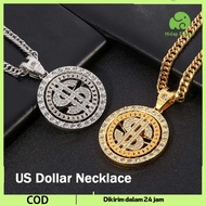 Men's Coin Necklace Gold Rapper Plated Chain Hip Hop Style Jewelry Necklace Dollar Sign Pattern Gold