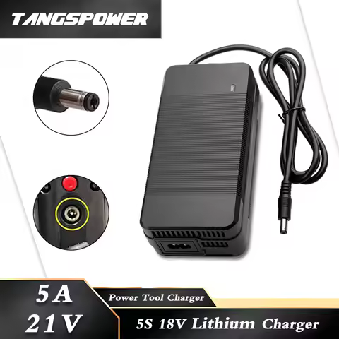 21V 5A Lithium Battery Charger For 5S 18V Li-ion Battery Pack Fast Charging DC 5.5X2.1 Connectors Po