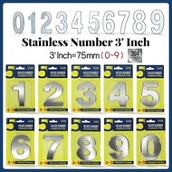 0-9 Stainless Number Adress/House/Number plate/Door 3Inch Number