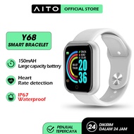 AITO Couple Smartwatch Y68 Layar HD IPS 13 Inci Smart Watch Bluetooth Call Custom Wallpaper Jam Tangan Pria Smartwatch Terbaru 2023 Samsung Huawei android iOS hp Pria Anti Air Original Smart Watch