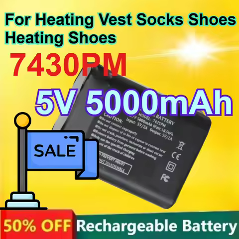 7430PM 5V 5000mAh Rechargeable Lithium Battery Pack for Heating Vest Socks Shoes Heating Shoes Type-