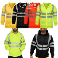 IOEFSGF69 Hi Viz Vis M-4XL Zip Hooded Night Work Pullover Hoodie