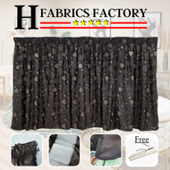 💝H FABRICS FACTORY💝[LAGENDA-P22#Corak Daun Warna Hitam] Langsir RAYA Bercorak Cantik Kain Tebal Berk