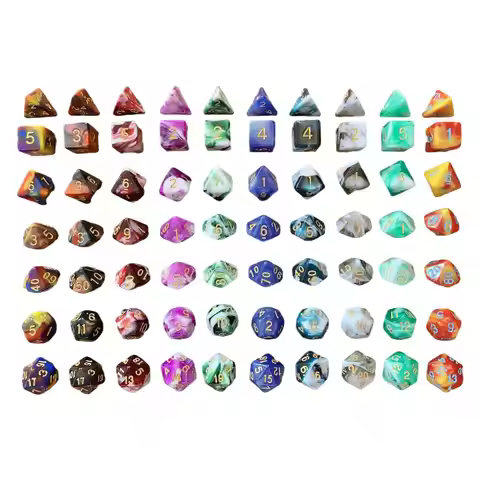 7pcs/set Colors Acrylic Polyhedral Dice Set D4 D6 D8 D10 D12 D20 7-Die Astrology Dice Props for DND 