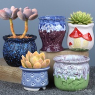 Succulent Flower Pot Large Old Pile Ceramic Creative Retro Large Diameter Stoneware Breathable Succulent Pots