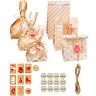 (SG Stocks) Christmas Gift Paper Bag, Gift Cards, Stickers &amp; 5M Hemp String Set