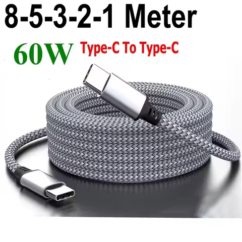 Type C To Type C Cable PD 60W Fast Charger 1M 2M 3M 5M 8M Universal Extended Data Cable for IPhone X