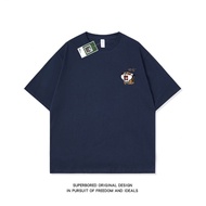 Original Hong Kong แฟชั่นการ์ตูนเสื้อยืดสําหรับชายหลวมพิมพ์สัตว์รูปแบบ Breathable ครึ่งแขนสไตล์ลําลอ