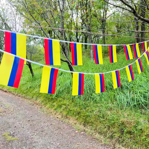Colombia bunting flags 14x21cm 20pcs/lot Colombia String flags Pennant Banner Festival Party Holiday