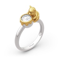 Jeulia "Bear Holding Honey Pot Round Cut Sterling Silver Ring Fashion Anniversary Promise Engagement