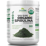 Zazzee USDA Organic Spirulina Powder, 2.2 Pounds (1 KG), 303 Servings, Certified Kosher, 100% Pure, 