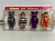 日版 McDonald 麥當勞限 定 Bearbrick 套裝全4款哥吉拉SHM紅蓮 Godzilla 小飛飛滑嘟嘟 漢堡神偷 麥當勞叔 叔100%400%1000%抽選 Beerbrick 模型 M