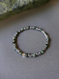 量身訂製/醫療鋼/天然石手鍊/綠龍晶/黑閃光石