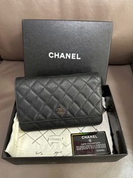 Chanel WOC 黑金荔枝皮