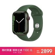 Apple Watch Series 7 智能手表GPS + 蜂窝款45 毫米绿色铝金属表壳苜蓿草色运动型表带 电话运动手表S7