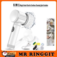 Mr Ringgit Shop 5 IN 1 Magic Brush Electric Cordless Cleaning Spin ScrubberBrush Polisher Sponge Kit