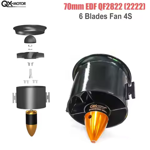 QX-Motor 70mm EDF with 6 Blades Fan 4S Brushless Motor QF2822(2222) 3000KV for RC Jet Airplane Plane