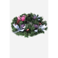 Family Advent Wreath with Candles - 10 x 6 x 10 inches Metal-Glass and Candles