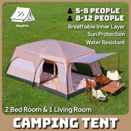 Khemah Quality Large Family Tent 8-12 Person Khemah Camping Tent UV Awning Waterproof Home Tent