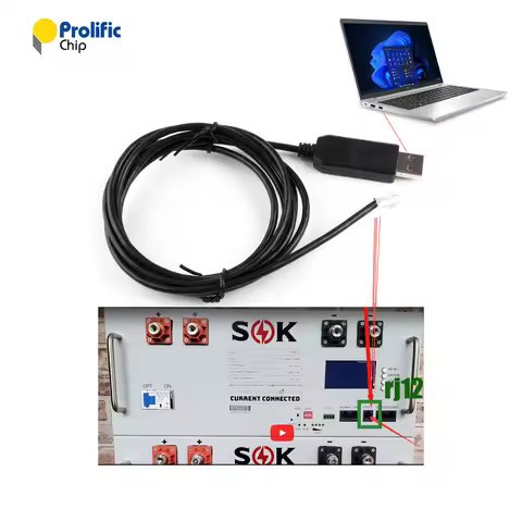 RS232 Cable for SOK 48V100Ah PL2303 Chip USB to RJ12 Pro Server-Rack Battery to a PC Communication C