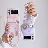 The beautiful watercolor folding mobile phone case is suitable for Samsung Z Flip 3 Z Flip 4 mobile phone case and bracelet