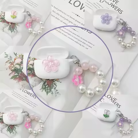 For HONOR Choice Earbuds X7 Lite /LCHSE X7Lite X7e /TiinLab S7 X7i Case flower Silicone with keychia