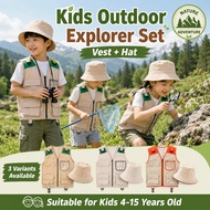 [Local & Fast] Kids Photography Vest Kids Explorer Costume Cargo vest kids Vest Hat for Toddlers Par
