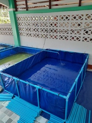 กระชังบกบอกผ้าใบ PE 200 Super ขนาด 120Mx2Mลึก40cm พร้อมโครงพร้อมใช้งาน