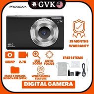 PROOCAM DIGITAL CAMERA 48MP 1080P 2.8" Screen Auto Focus 16X Zoom Time Stamp Smiley Face Quality Che