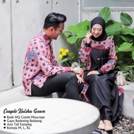 baju gamis batik pasangan terbaru gamis batik kombinasi polos terbaru - hitam