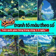 HCM-fast transfer1-3 days-Sawg-digital painting-rice field landscape-coloring by number painting-dig