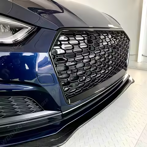 RS5 Style Car Front Bumper Grille For Audi A5 S5 B9 2017-2019 Gloss Black Racing Upper Grill Honeyco