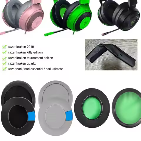 Ear Pads for Razer Nari THX 7.1 Ultimate/Essential/Kraken kitty Headphones replacement headband leat
