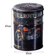 Iron Bucket Stool American Retro Bar Storage Stool Restaurant Wrought Iron Paint Bucket Household Ro