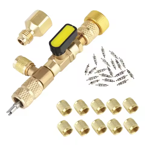 With Dual Size SAE 1/4 & 5/16 Port Air Conditioning Line Repair Tools Valve Core Remover/Installer f