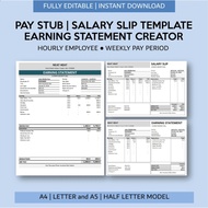 Auto Single Staff Hourly Pay Slip Salary Slip Generator Earning Statement Template Epf Socso Perkeso