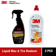 3M™ Premium Liquid Wax 06005 น้ำยาเคลือบรถ พรีเมี่ยม แวกซ์ ขนาด 946 มล. & Tire Restorer 400ml แวกซ์เ