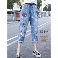 Flowers And Trees In 7/8 Patchwork Vintage Jeans